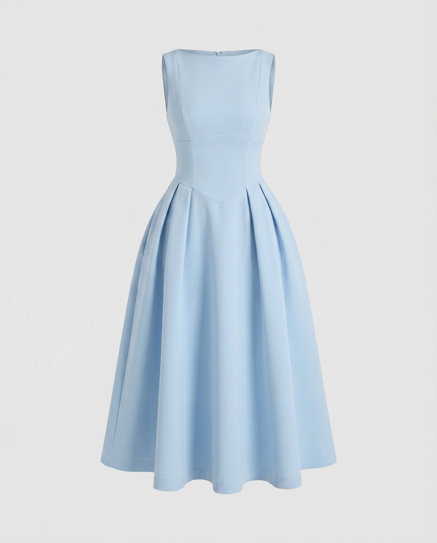 Women's Sheath Dress with Wide Swinging Skirt and Elegant Neckline - Blue colorway