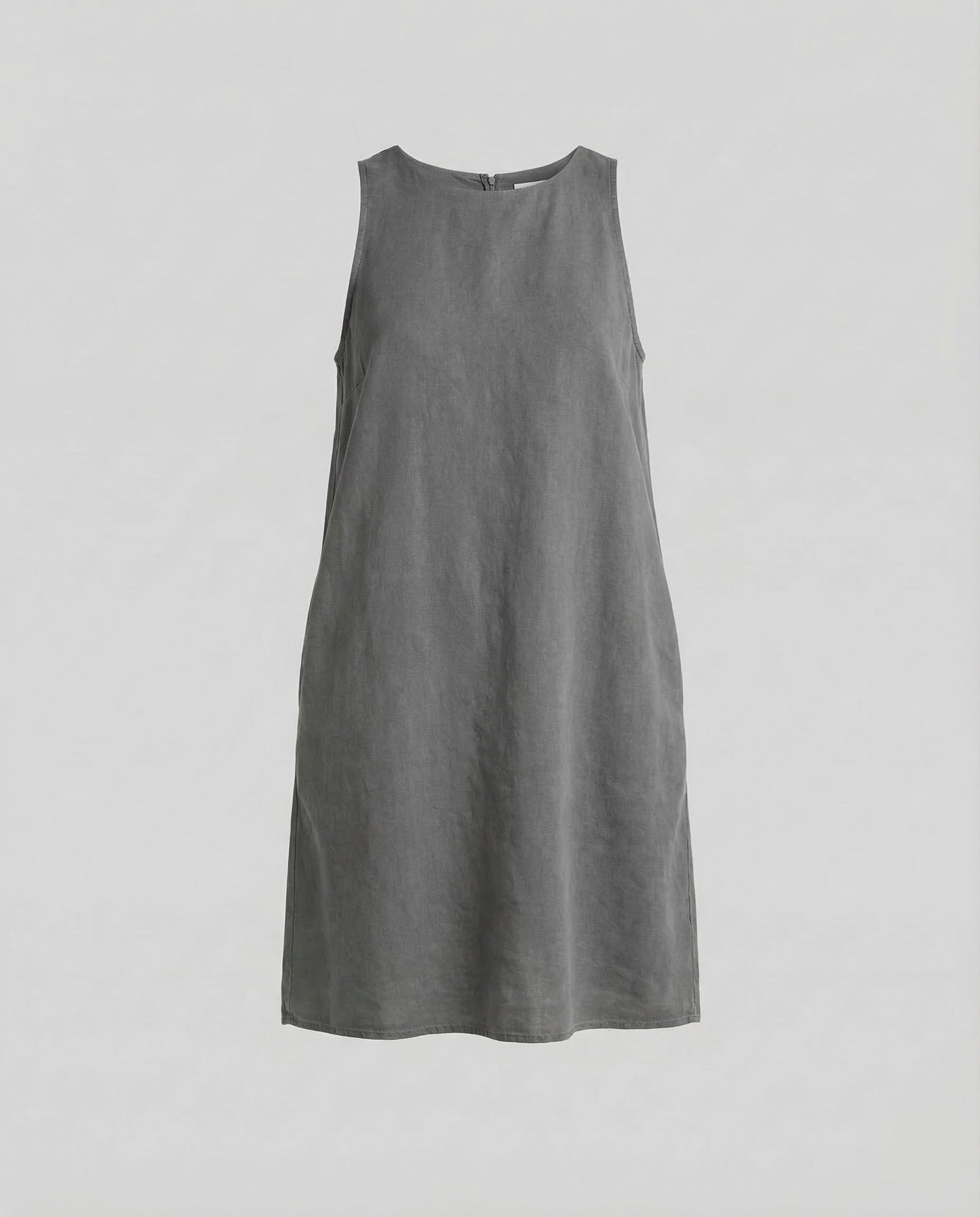 Women's Shift Dress Linen Blend Round Neck - Grey colorway