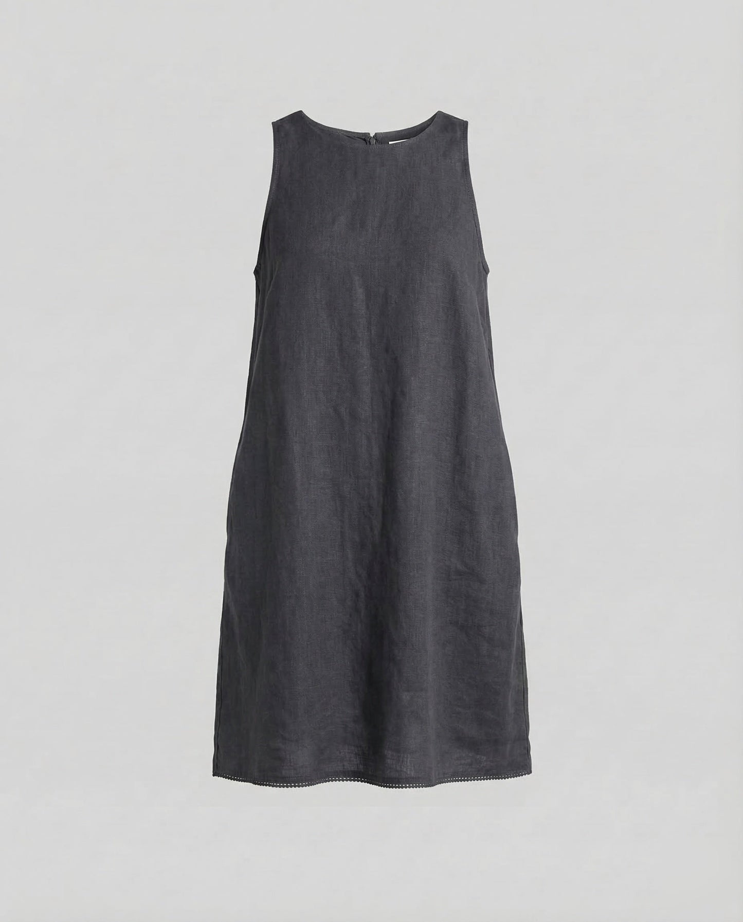 Women's Shift Dress Linen Blend Round Neck - Navy Blue colorway