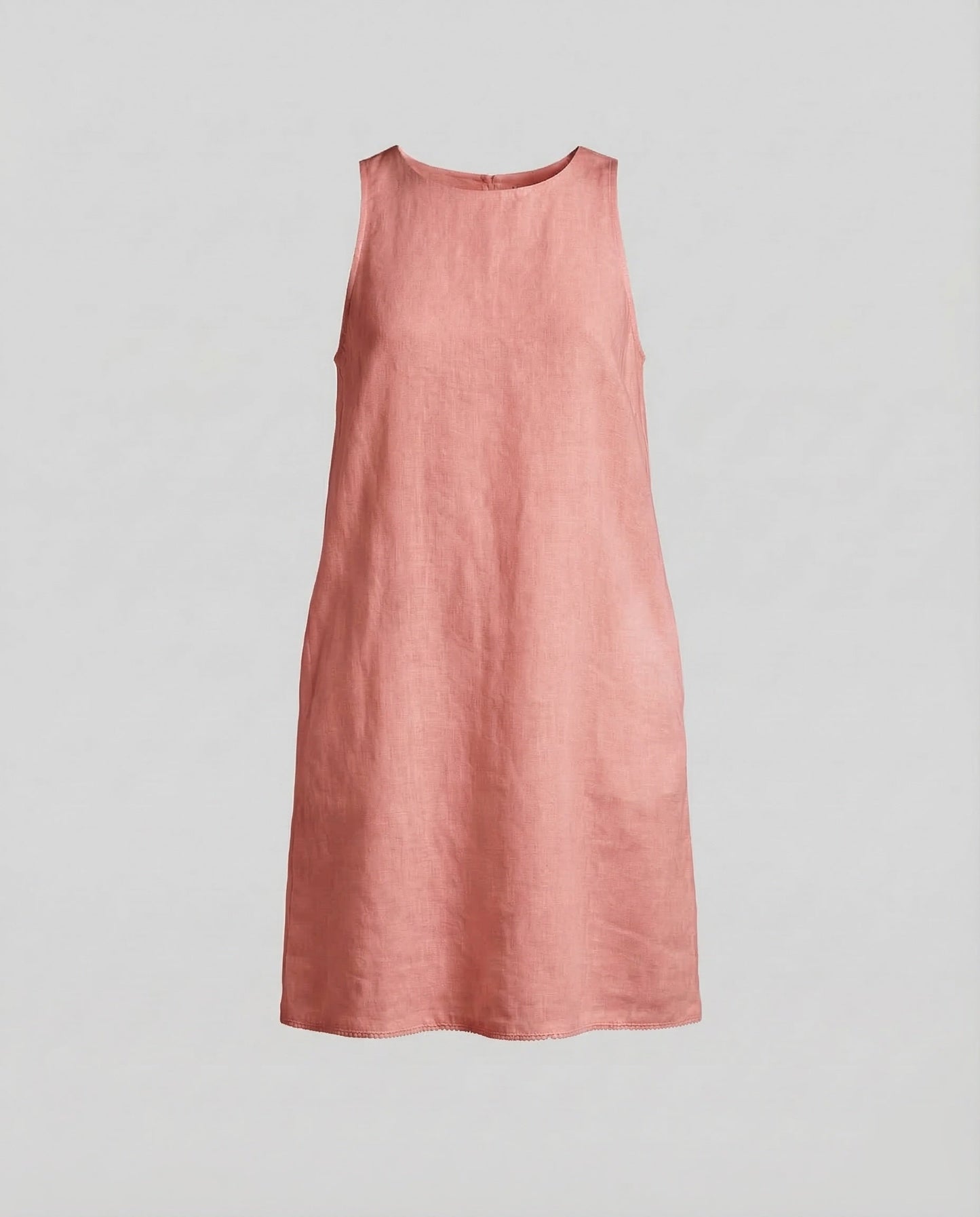 Women's Shift Dress Linen Blend Round Neck - Pink colorway
