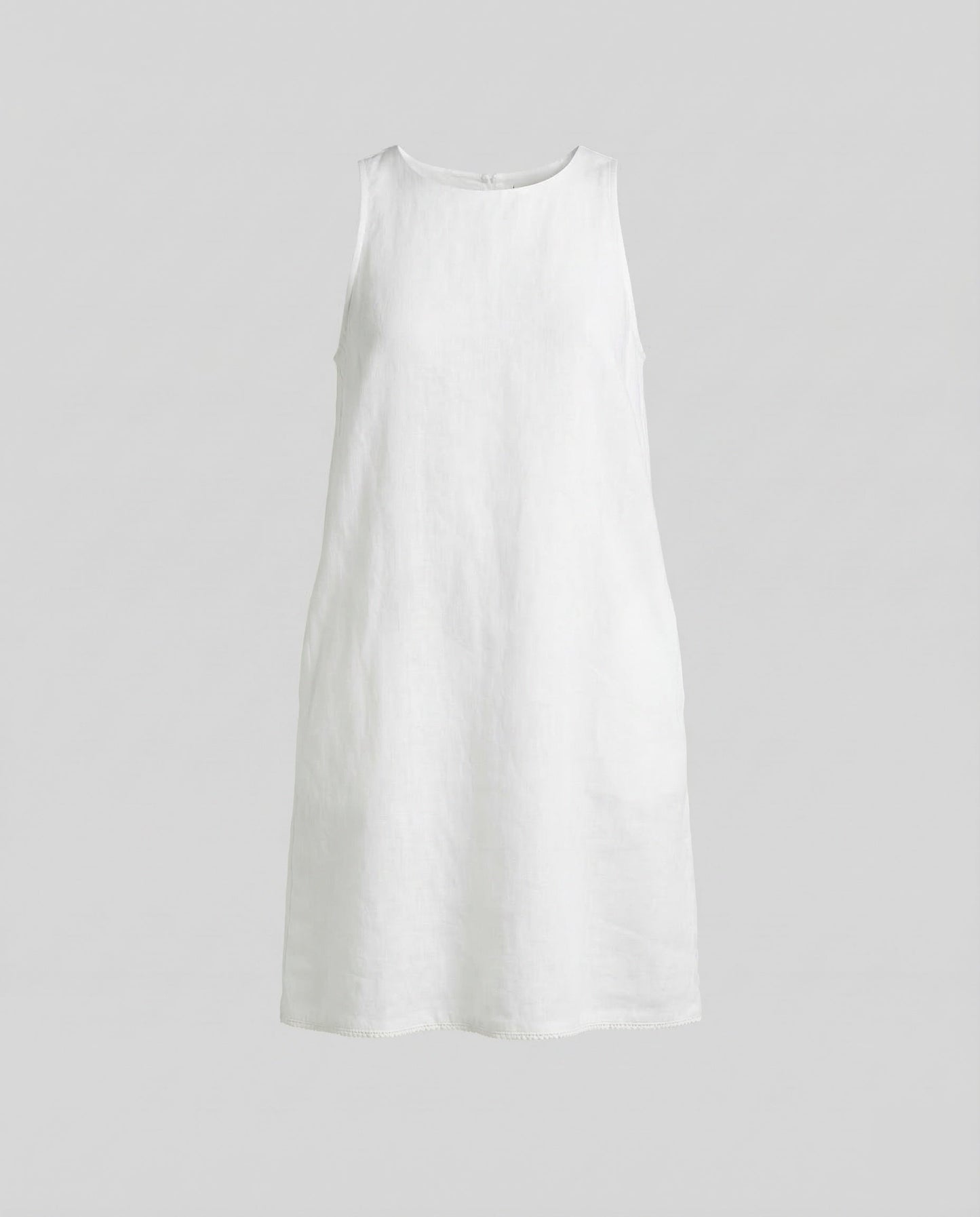 Women's Shift Dress Linen Blend Round Neck - White colorway
