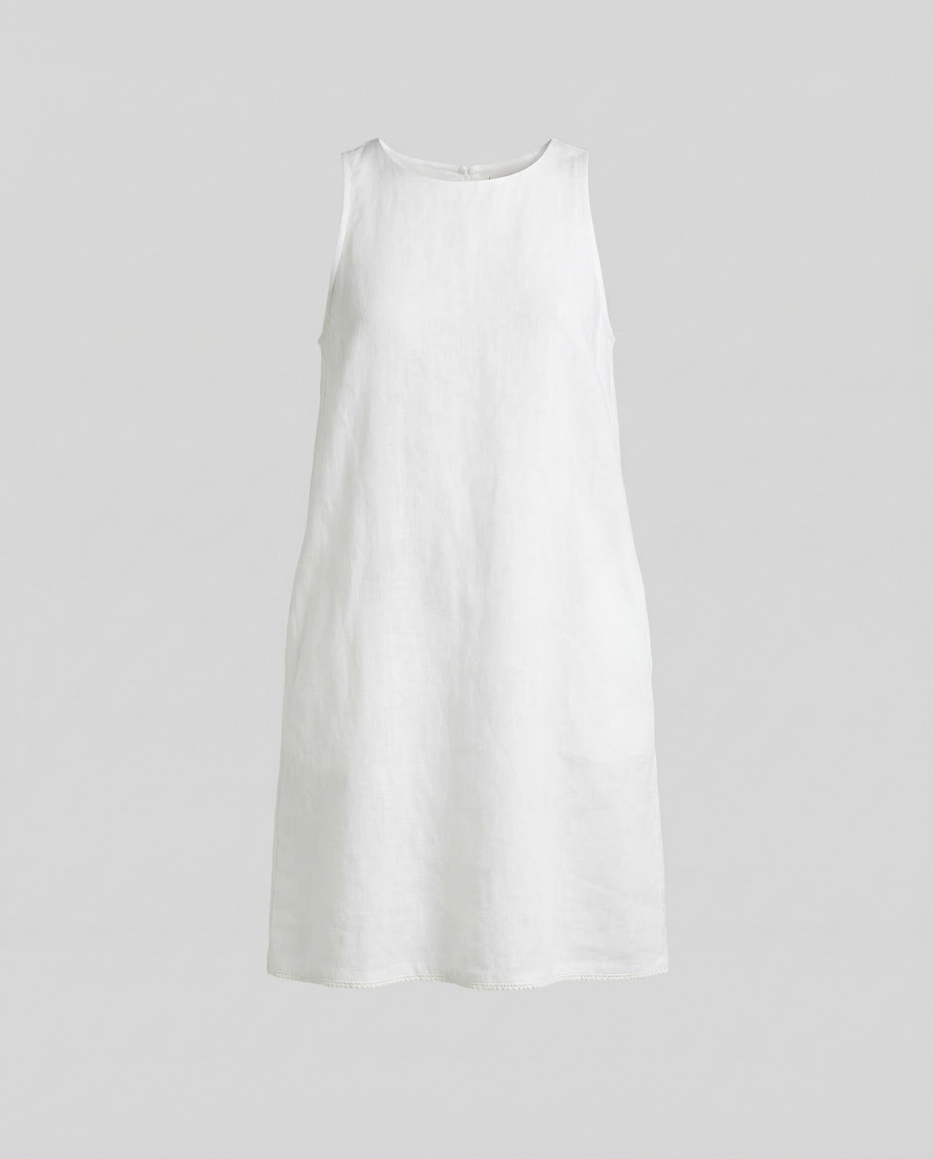 Women's Shift Dress Linen Blend Round Neck - White colorway