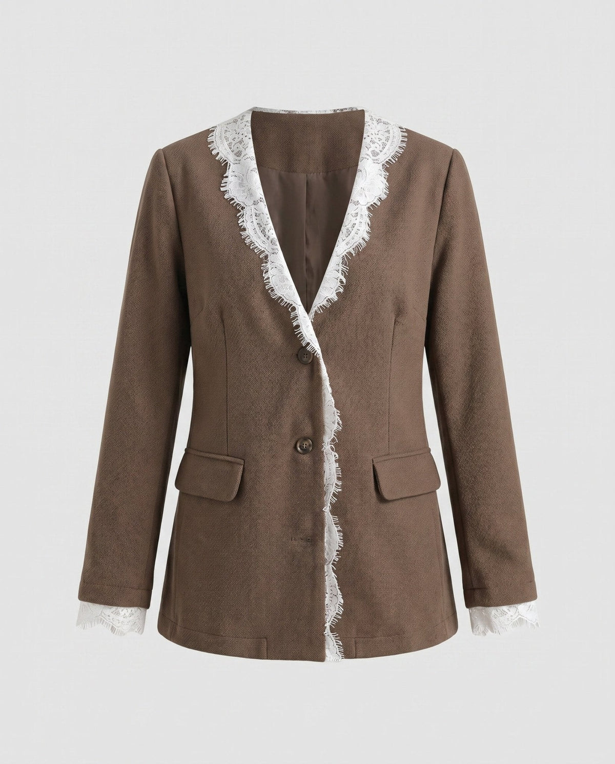 Women’s stylish blazer jacket with elegant lace detailing - Chichicherry