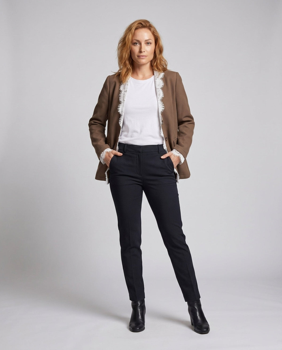 Women’s stylish blazer jacket with elegant lace detailing - Chichicherry