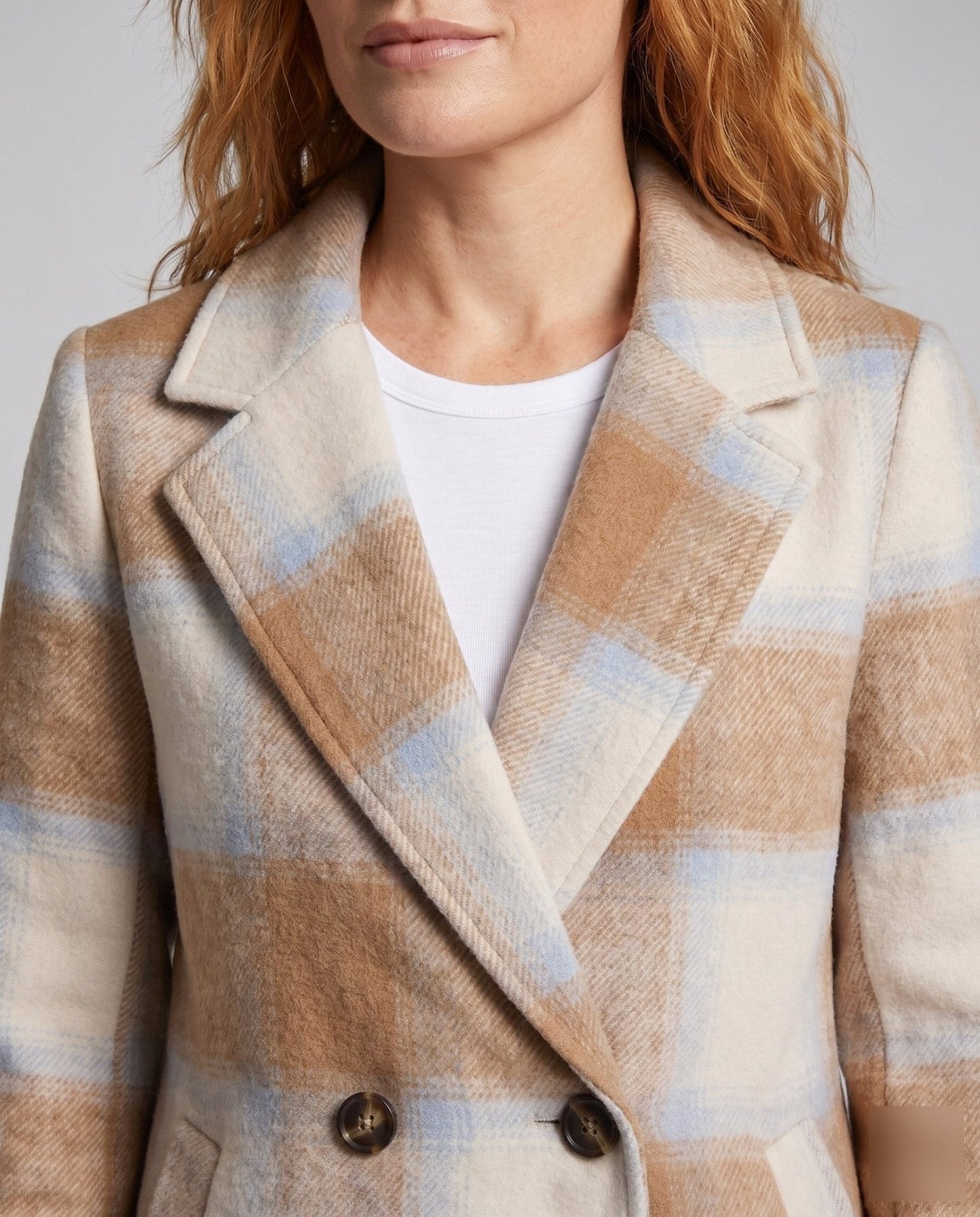 Women’s stylish double-breasted wool jacket with check pattern - Chichicherry