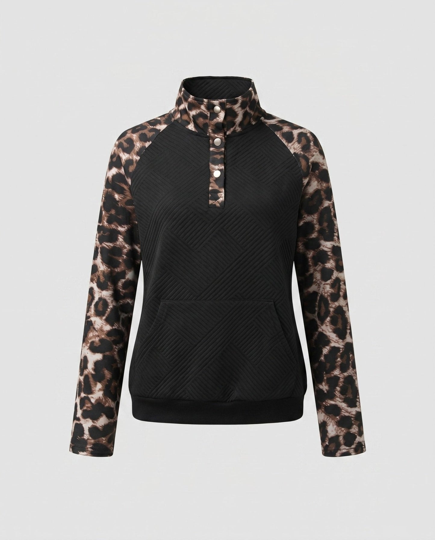Women’s sweatshirt with animal print and modern stand-up collar - Chichicherry
