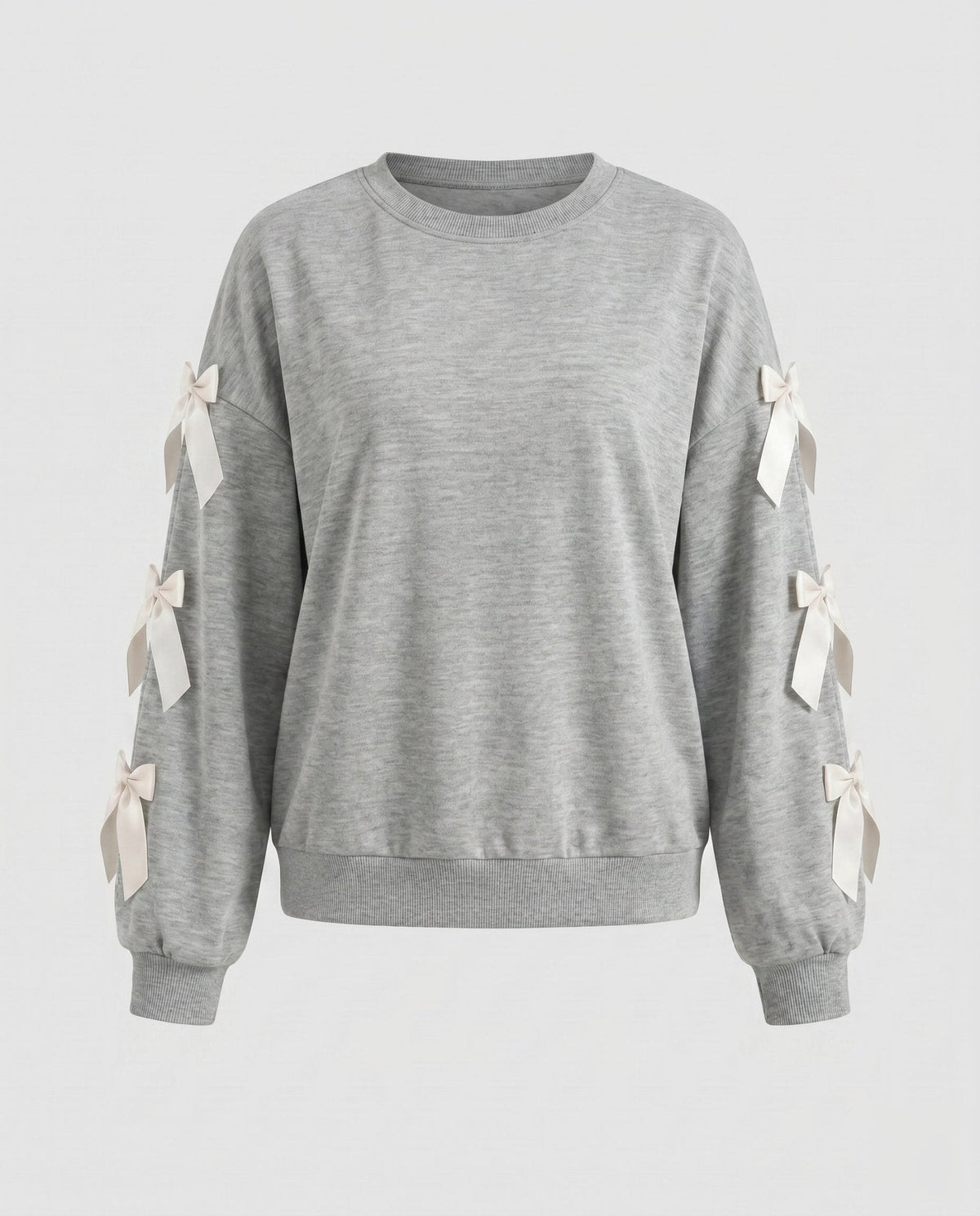 Women's sweatshirt with decorative ribbons on the sleeves - Chichicherry