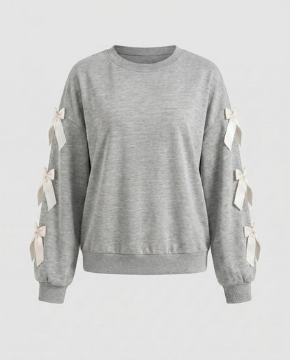 Women's sweatshirt with decorative ribbons on the sleeves - Chichicherry