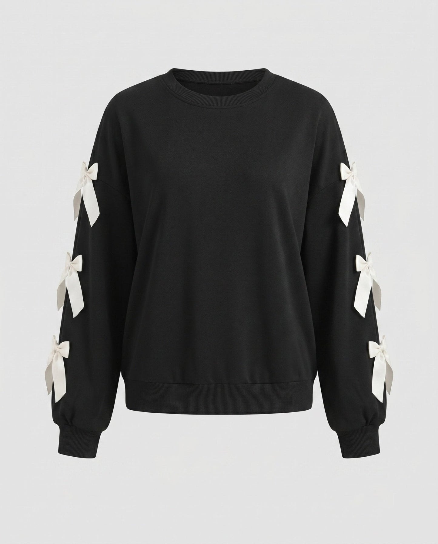 Women's sweatshirt with decorative ribbons on the sleeves - Chichicherry