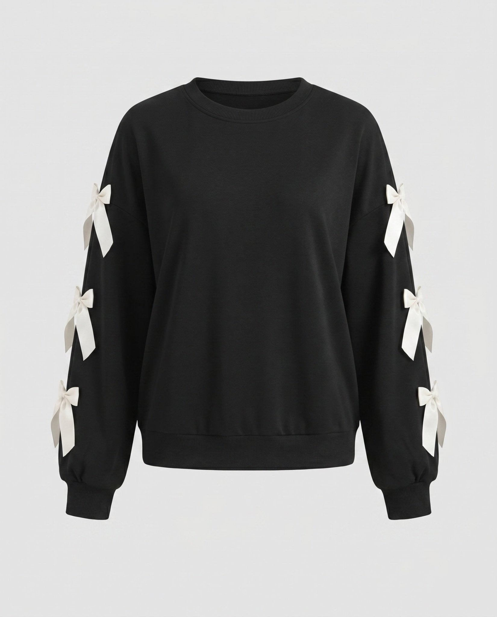 Women's sweatshirt with decorative ribbons on the sleeves - Chichicherry