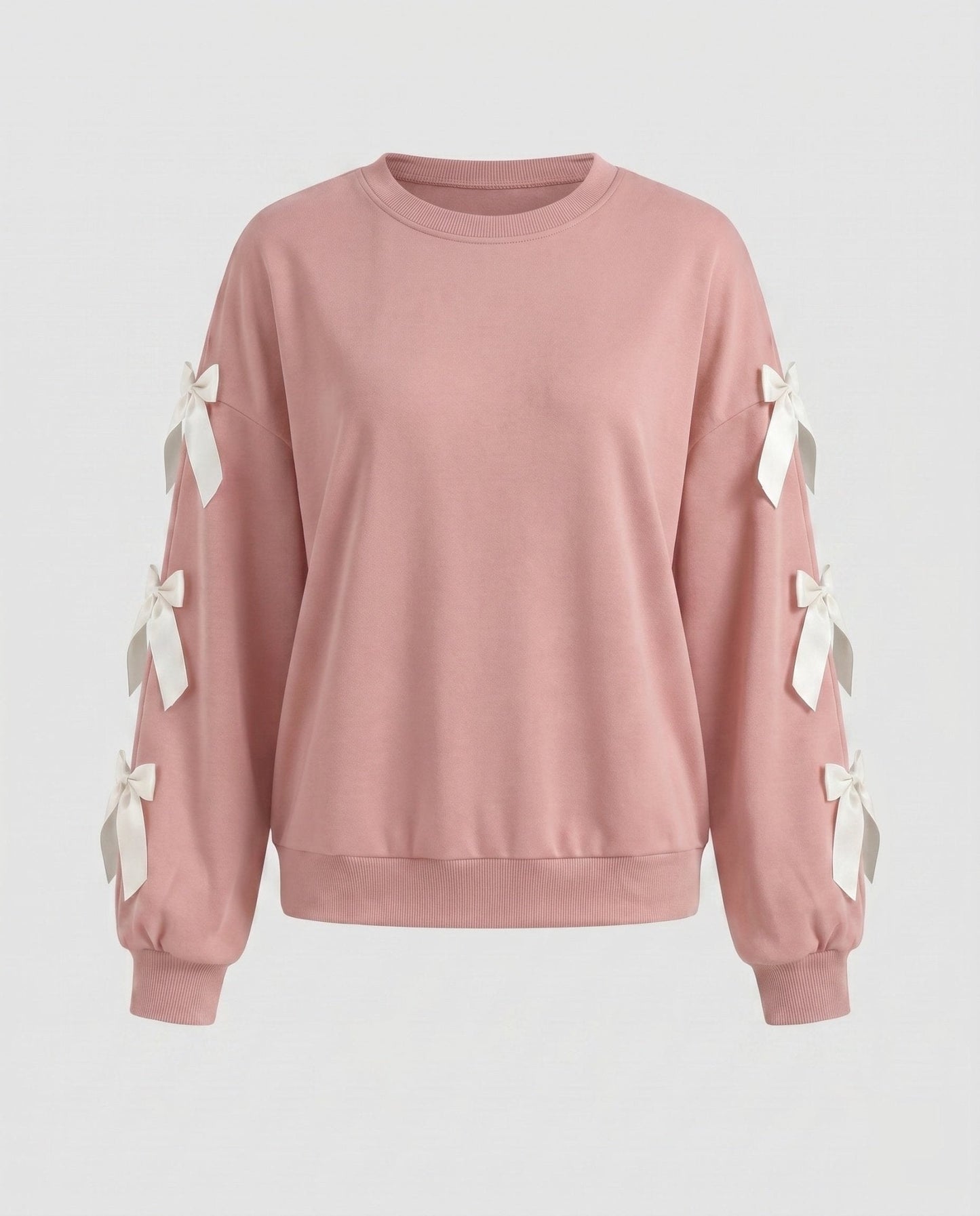 Women's sweatshirt with decorative ribbons on the sleeves - Chichicherry