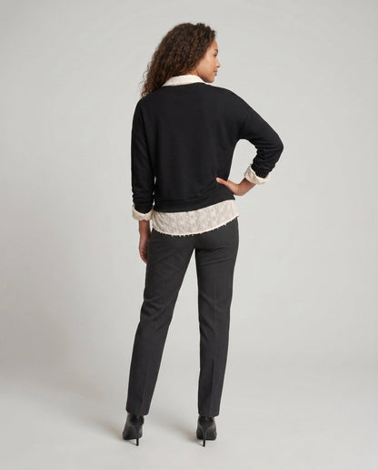 Women's sweatshirt with decorative shirt insert and casual V-neck - Chichicherry