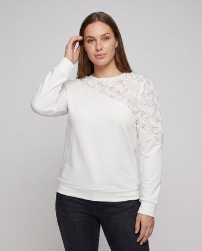 Women's sweatshirt with elegant floral details - Chichicherry