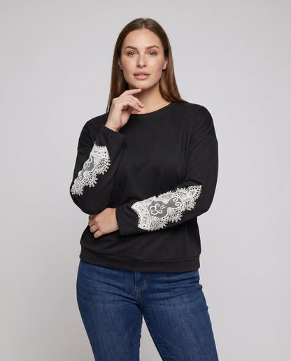 Women’s sweatshirt with elegant lace trim - Chichicherry