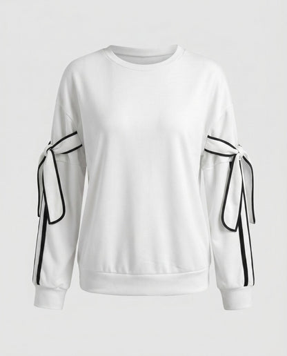 Women’s sweatshirt with fashionable bow details and contrasting accents - Chichicherry