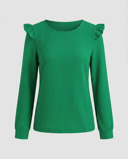Women's top with ruffle details and textured fabric - Chichicherry