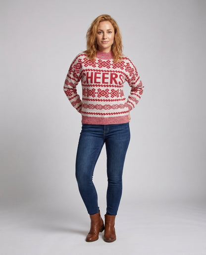 Women's trendier knit sweater with festive pattern - Chichicherry