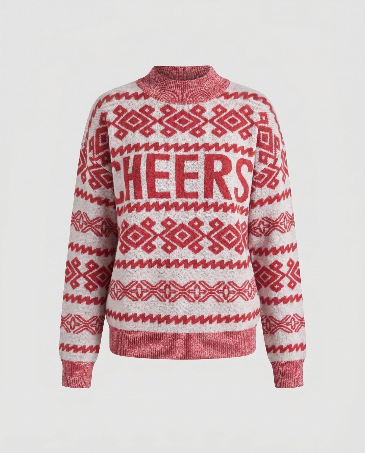 Women's trendier knit sweater with festive pattern - Chichicherry