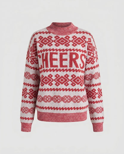 Women's trendier knit sweater with festive pattern - Chichicherry