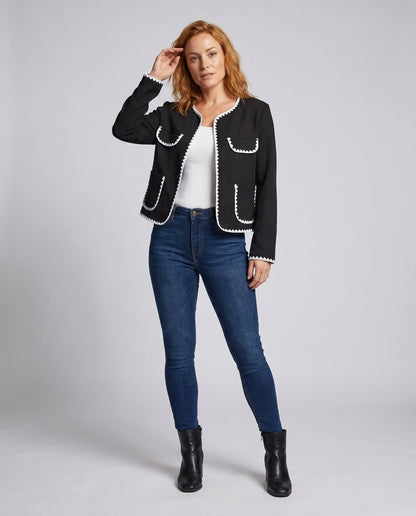 Women's trendy structured jacket with contrasting details - Chichicherry