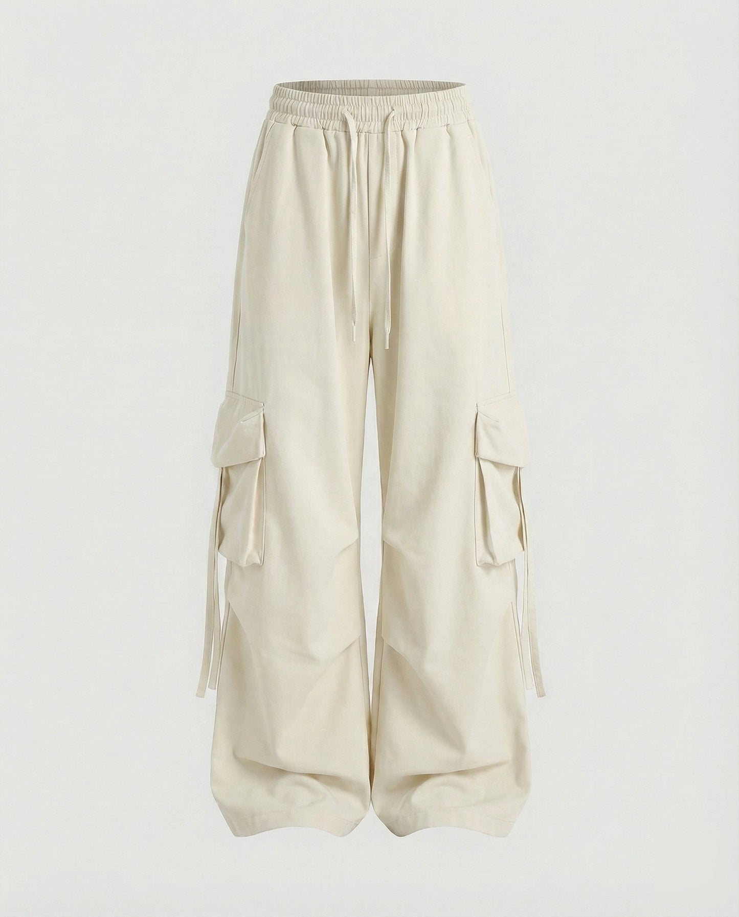 Women's Urban Drop Crotch Blended Fabric Baggy Cargo Pants - Apricot colorway