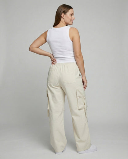 Women's Urban Drop Crotch Blended Fabric Baggy Cargo Pants - back view