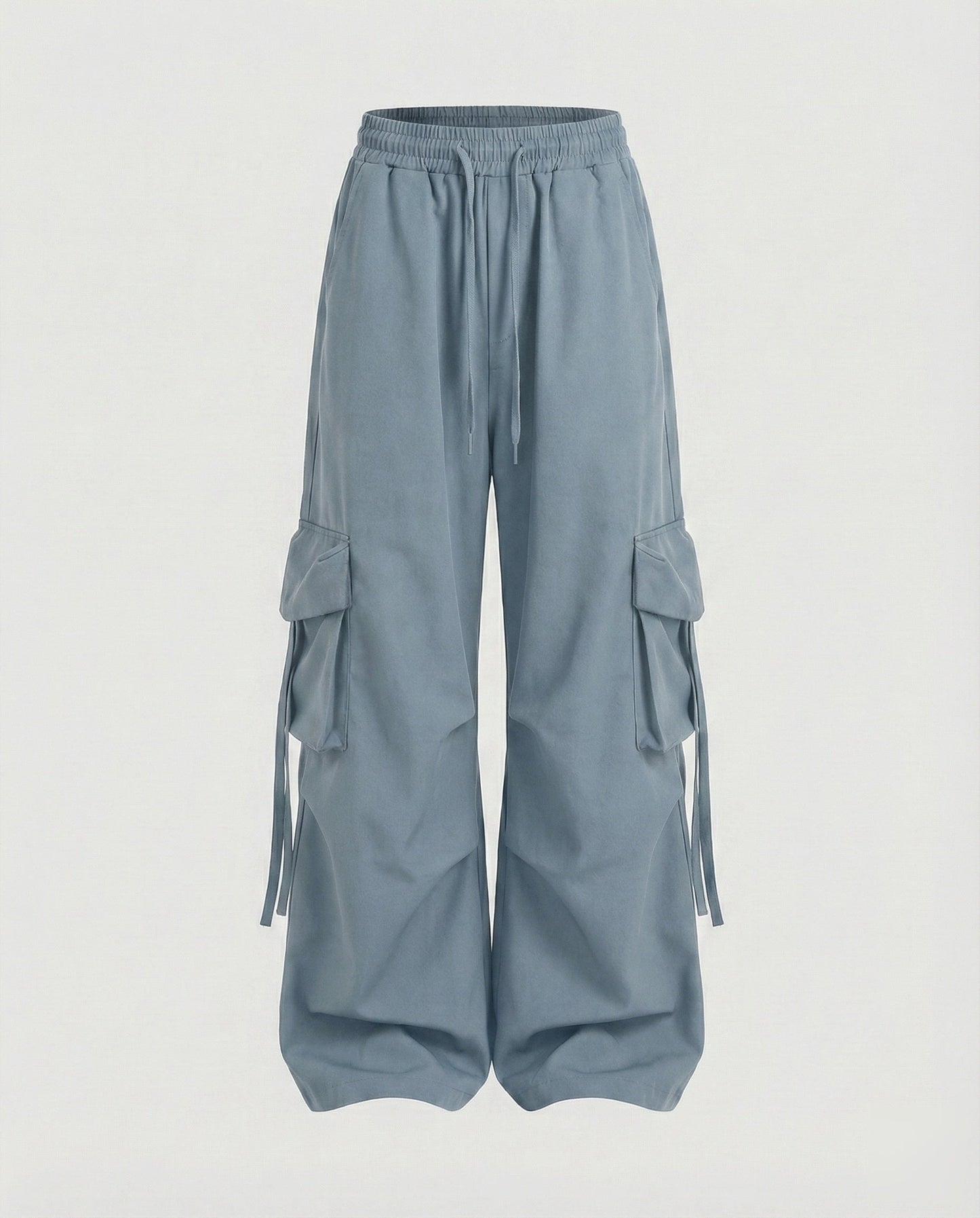 Women's Urban Drop Crotch Blended Fabric Baggy Cargo Pants - Blue colorway