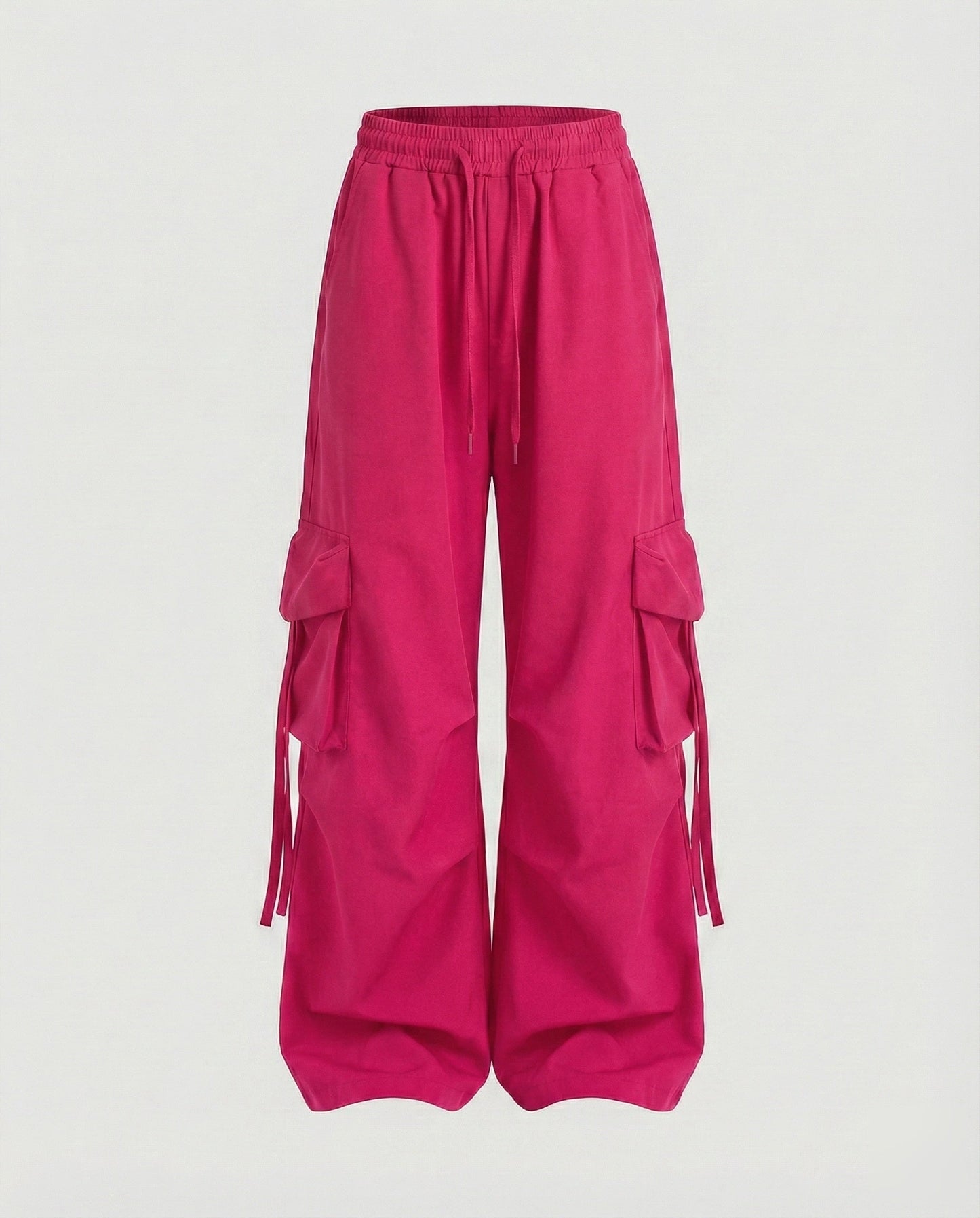 Women's Urban Drop Crotch Blended Fabric Baggy Cargo Pants - Fuchsia colorway
