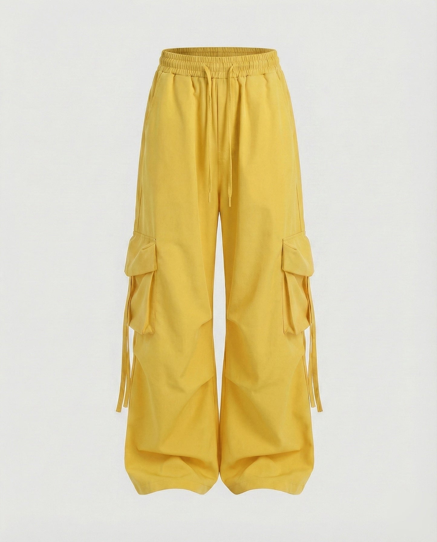 Women's Urban Drop Crotch Blended Fabric Baggy Cargo Pants - Yellow colorway