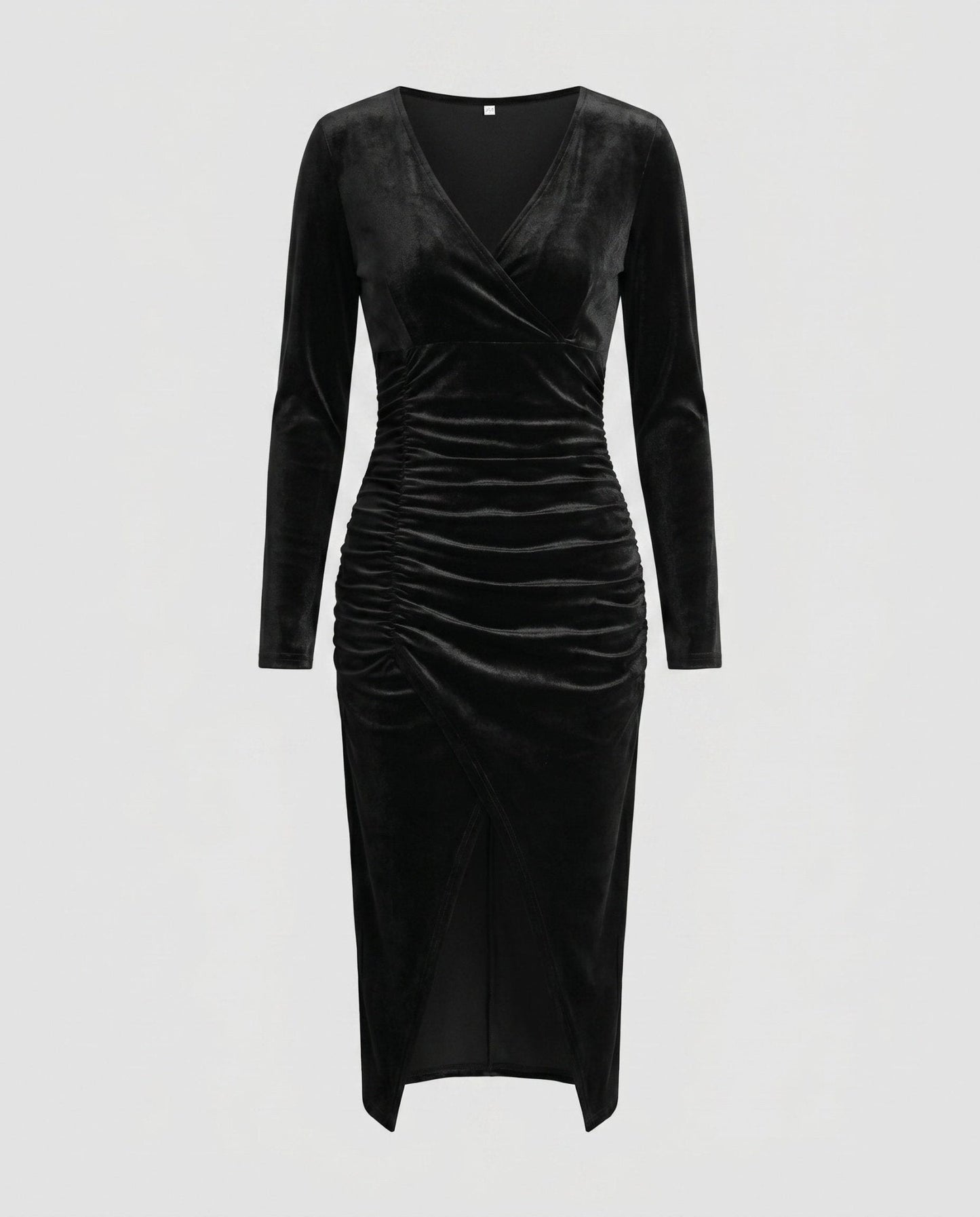 Women’s wrap dress with elegant gathering and high slit - Chichicherry