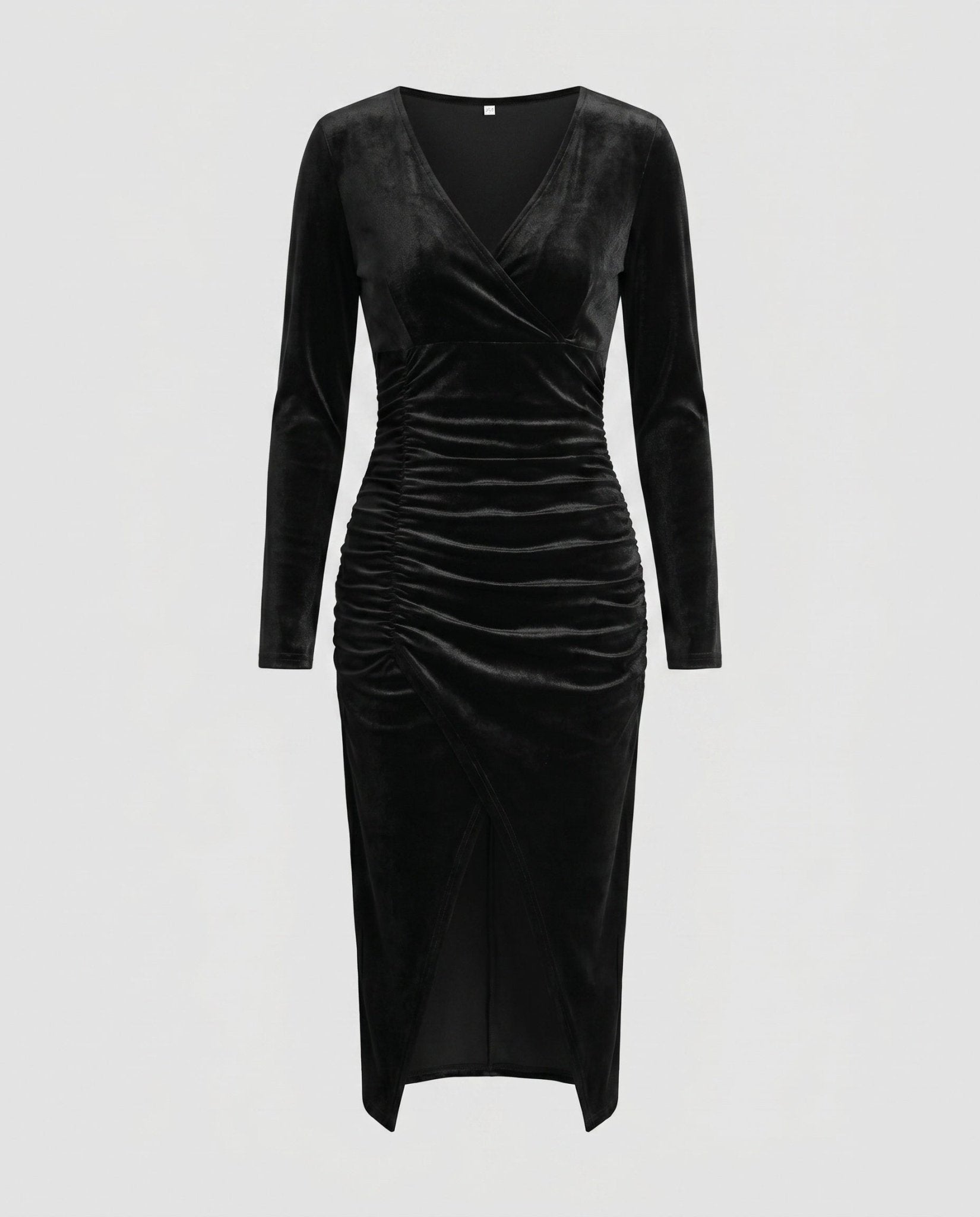 Women’s wrap dress with elegant gathering and high slit - Chichicherry