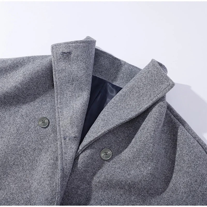 EVA-US | Wool Blend Jacket with High Collar and Buttons